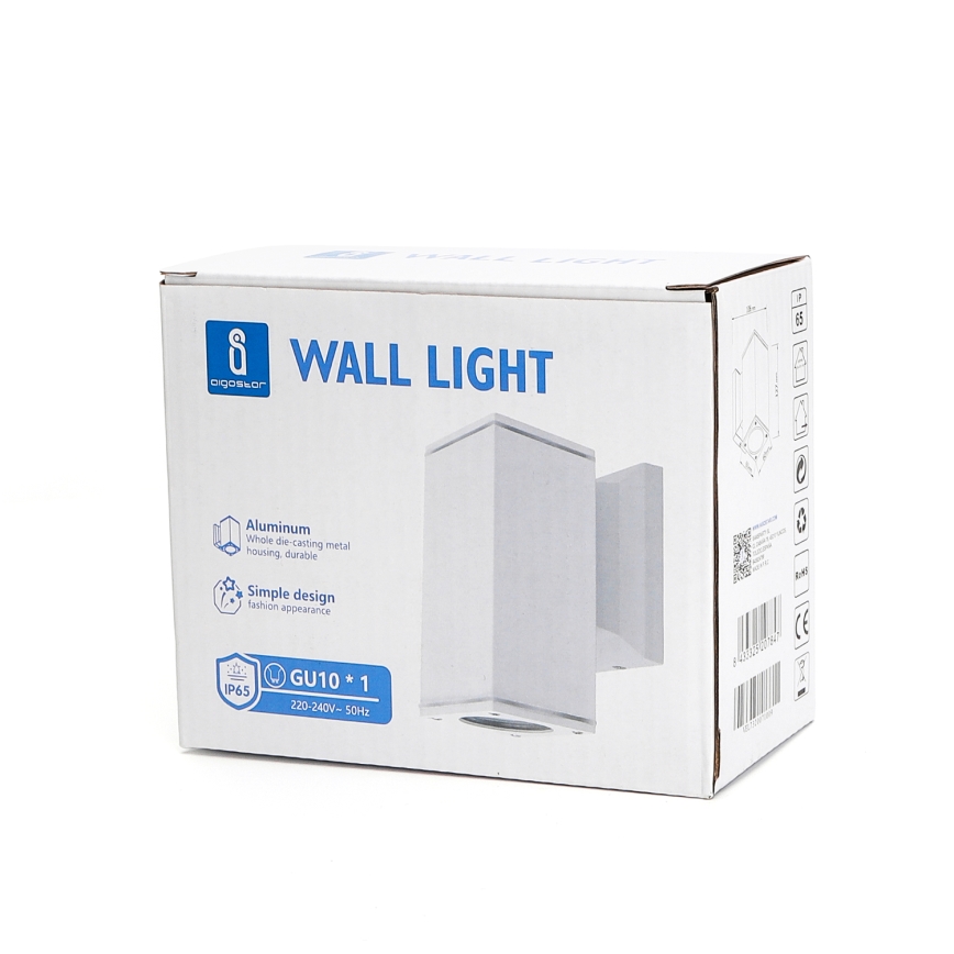 Aigostar - Outdoor wall light 1xGU10/230V white IP65 angular