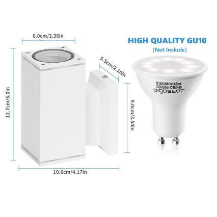 Aigostar - Outdoor wall light 1xGU10/230V white IP65 angular
