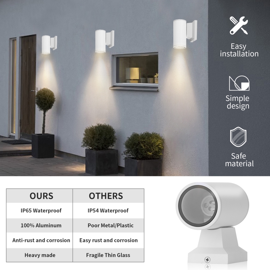 Aigostar - Outdoor wall light 1xGU10/230V white IP65 round