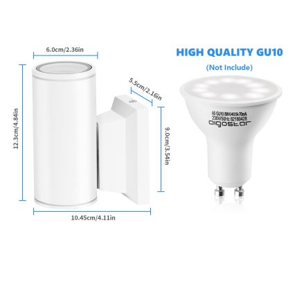 Aigostar - Outdoor wall light 1xGU10/230V white IP65 round
