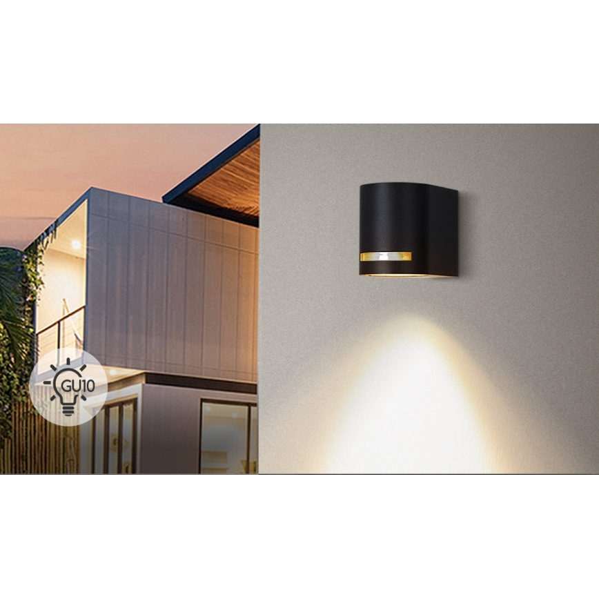 Aigostar - Outdoor wall light 1xGU10/35W/230V black IP54