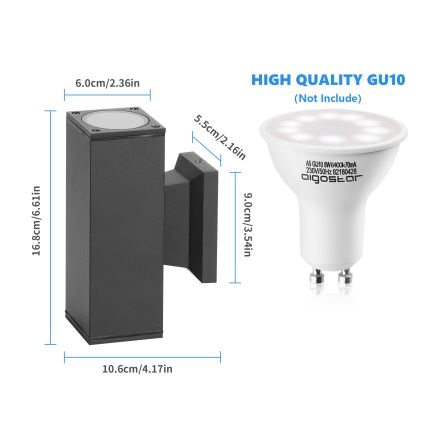 Aigostar - Outdoor wall light 2xGU10/230V black IP65 angular