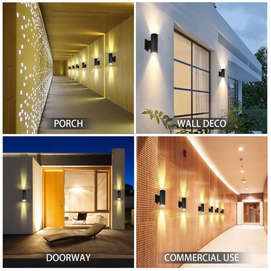 Aigostar - Outdoor wall light 2xGU10/230V black IP65 round