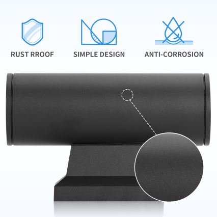 Aigostar - Outdoor wall light 2xGU10/230V black IP65 round