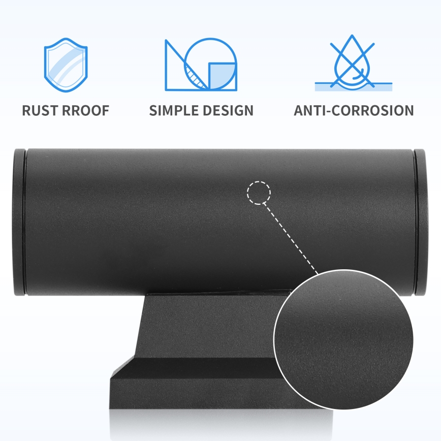 Aigostar - Outdoor wall light 2xGU10/230V black IP65 round