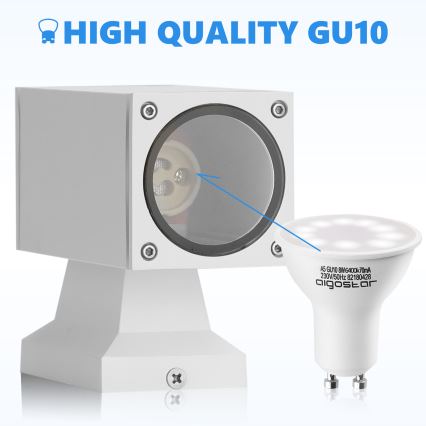 Aigostar - Outdoor wall light 2xGU10/230V white IP65 angular