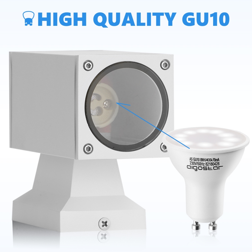 Aigostar - Outdoor wall light 2xGU10/230V white IP65 angular