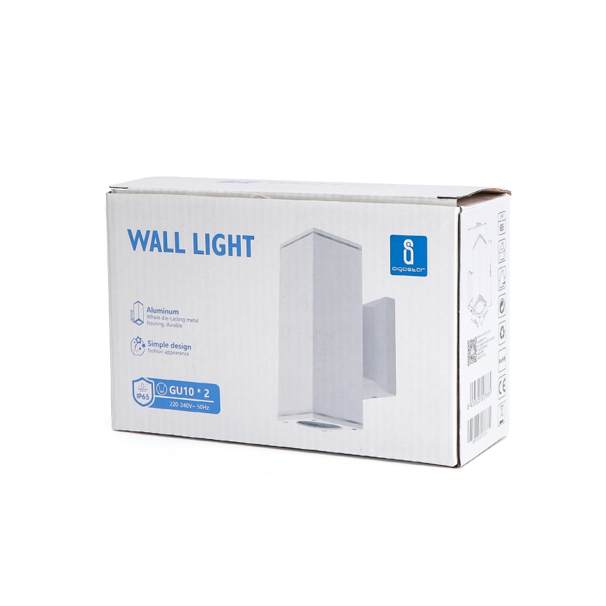 Aigostar - Outdoor wall light 2xGU10/230V white IP65 angular