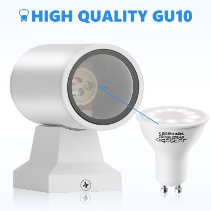 Aigostar - Outdoor wall light 2xGU10/230V white IP65 round