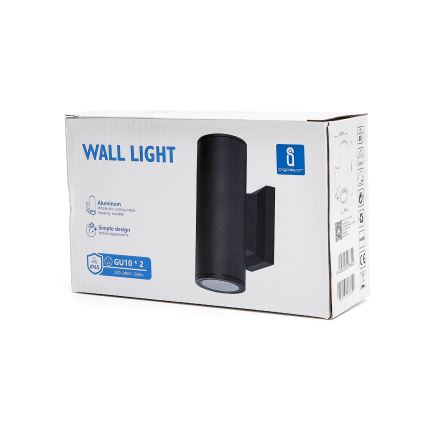 Aigostar - Outdoor wall light 2xGU10/35W/230V IP65 black round