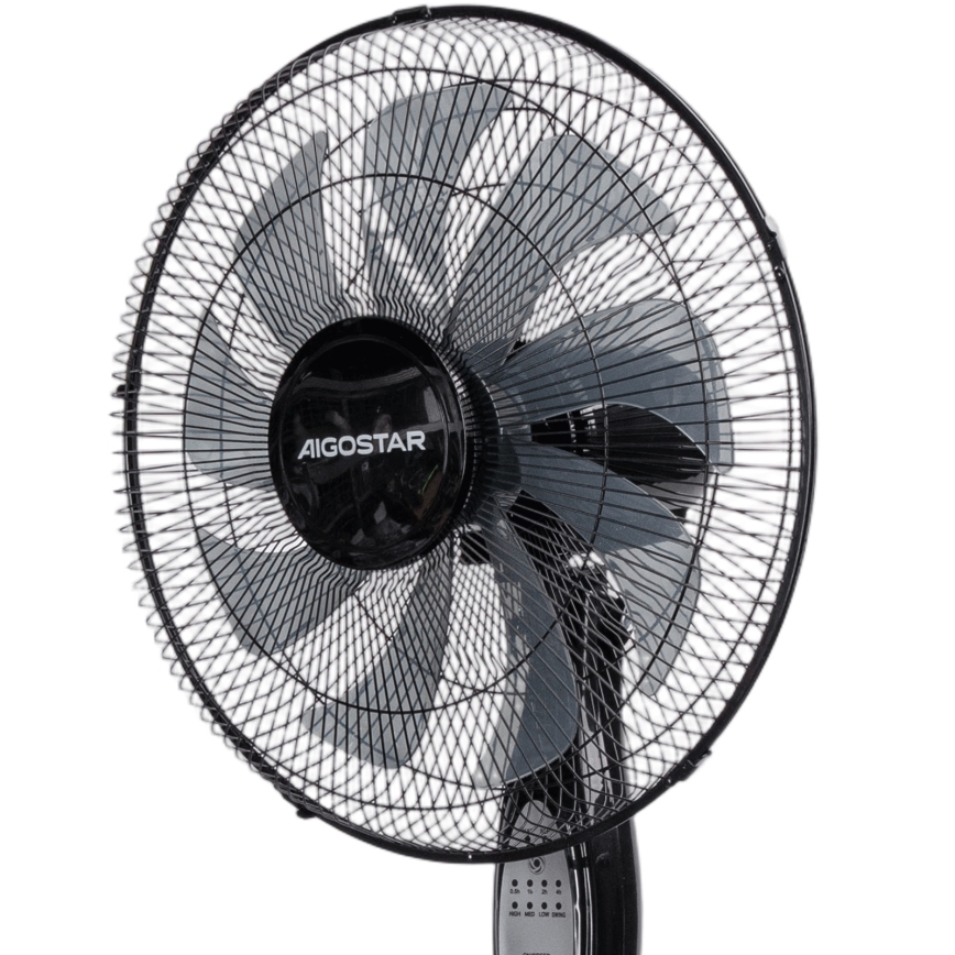 Aigostar – 130 cm Pedestal Fan, 60 W (230 V), Black, with Remote Control