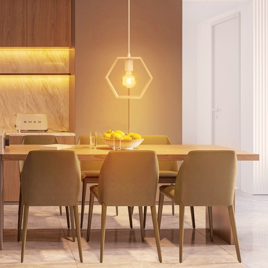 Aigostar - Pendant lamp on cable 1xE27/60W/230V beige
