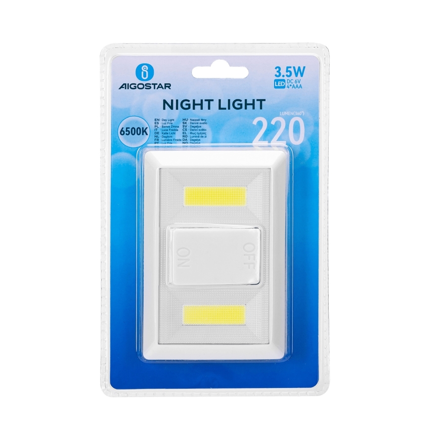 Aigostar - Portable LED Night Light LED/4xAAA 6500K