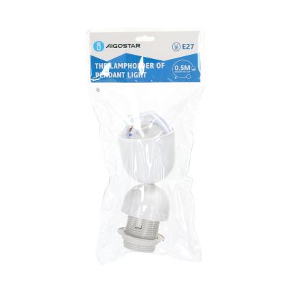 Aigostar - Power cable with 1x E27 socket, 60W/250V, white
