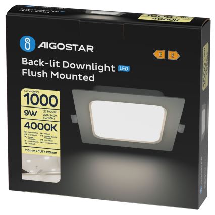 Aigostar - Recessed LED Ceiling Light 9W/230V 4000K 14.5x14.5 cm White