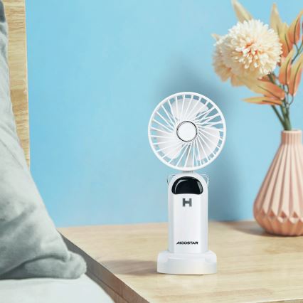 Aigostar - Rechargeable handheld fan 4W/5V 1200mAh white