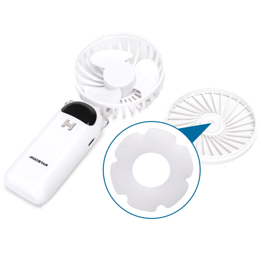 Aigostar - Rechargeable handheld fan 4W/5V 1200mAh white