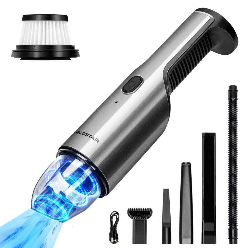 Aigostar - Rechargeable handheld vacuum cleaner 70W/7,4V chrome