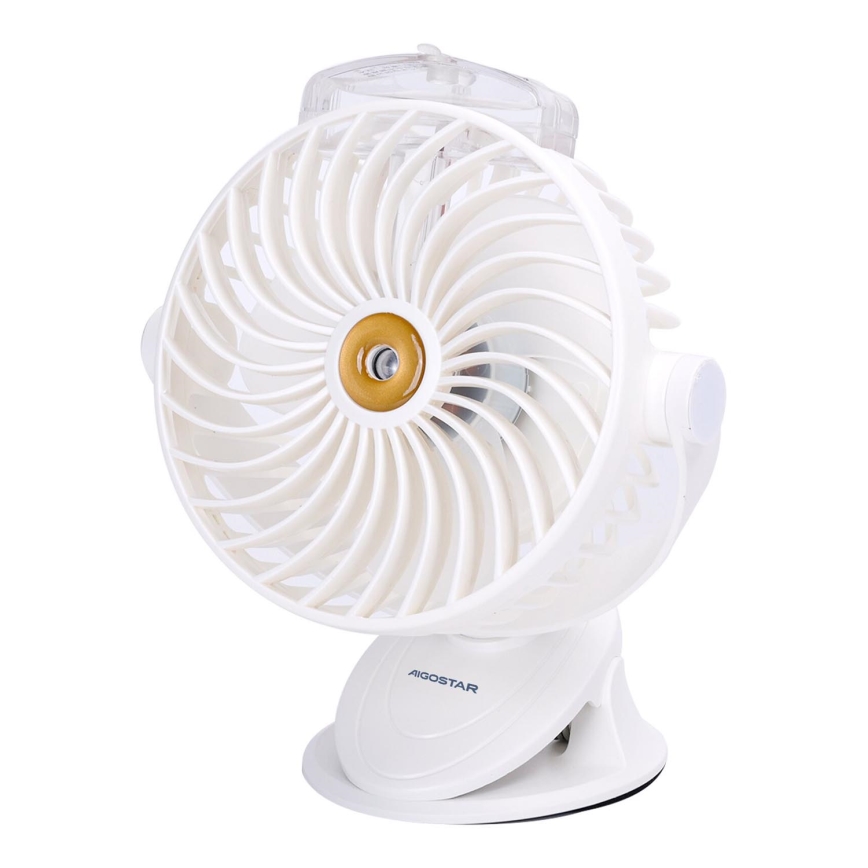 Aigostar - Rechargeable pocket fan 2W/5V 2400mAh USB white
