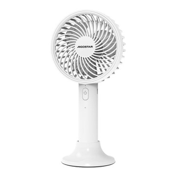 Aigostar - Rechargeable pocket fan 3W/5V 1500mAh USB white