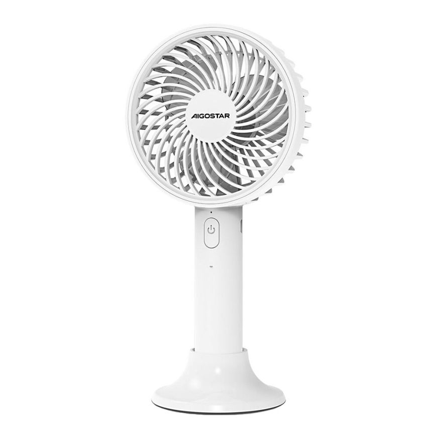 Aigostar - Rechargeable pocket fan 3W/5V 1500mAh USB white