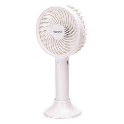 Aigostar - Rechargeable pocket fan 3W/5V 1500mAh USB white