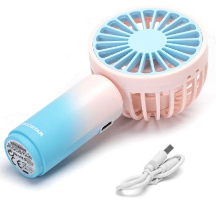 Aigostar - Rechargeable Pocket Fan 3W/5V 500 mAh USB Pink/Blue