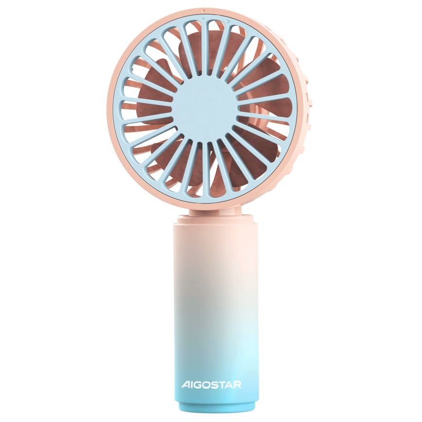 Aigostar - Rechargeable pocket fan 3W/5V 500mAh USB pink/blue