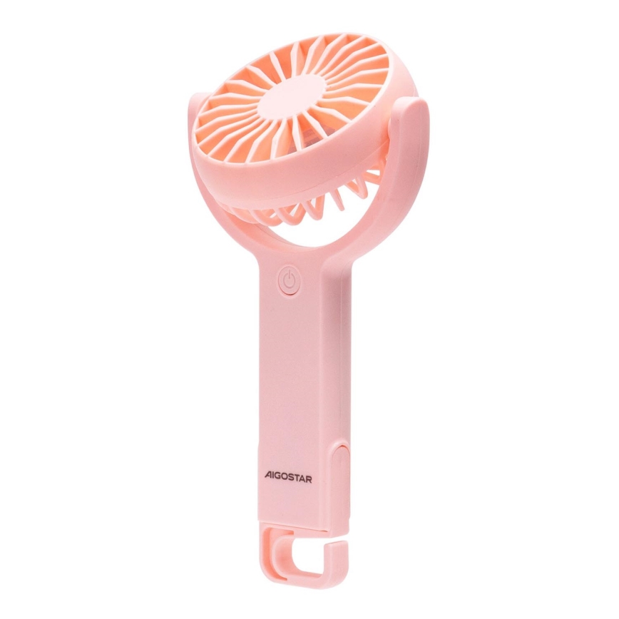 Aigostar - Rechargeable pocket fan 4,5W/3,7V 1200mAh USB pink
