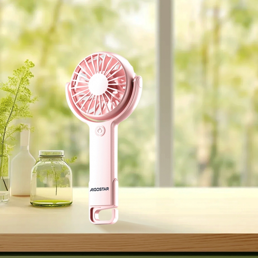 Aigostar - Rechargeable pocket fan 4,5W/3,7V 1200mAh USB pink