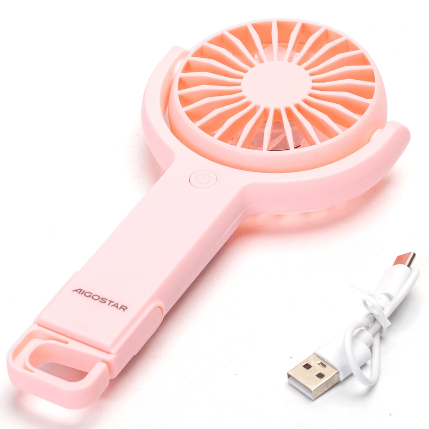 Aigostar - Rechargeable pocket fan 4,5W/3,7V 1200mAh USB pink