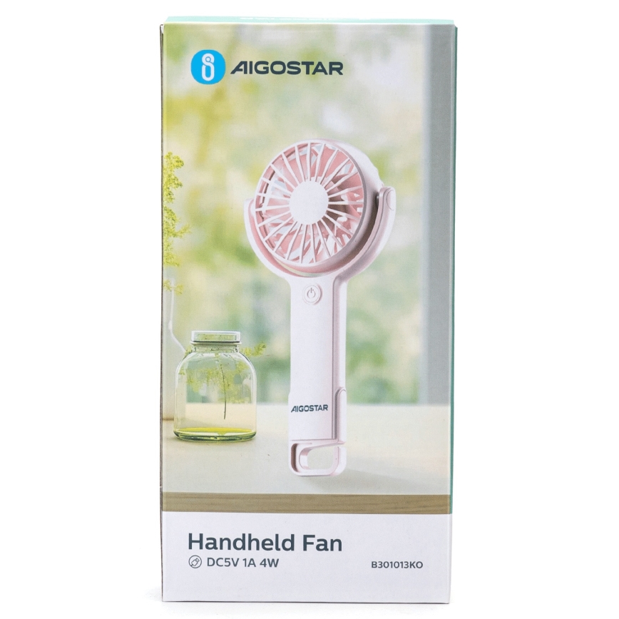 Aigostar - Rechargeable pocket fan 4,5W/3,7V 1200mAh USB pink