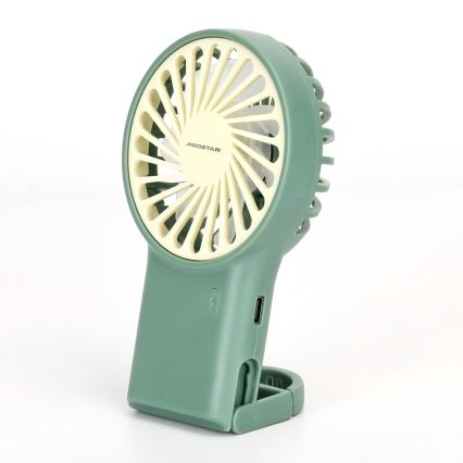 Aigostar - Rechargeable pocket fan 4W/5V 500mAh USB green