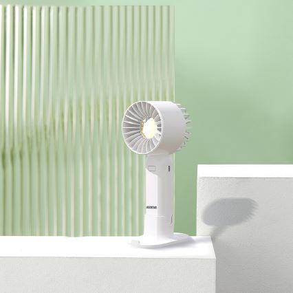 Aigostar - Rechargeable pocket fan 4W/5V 500mAh USB white