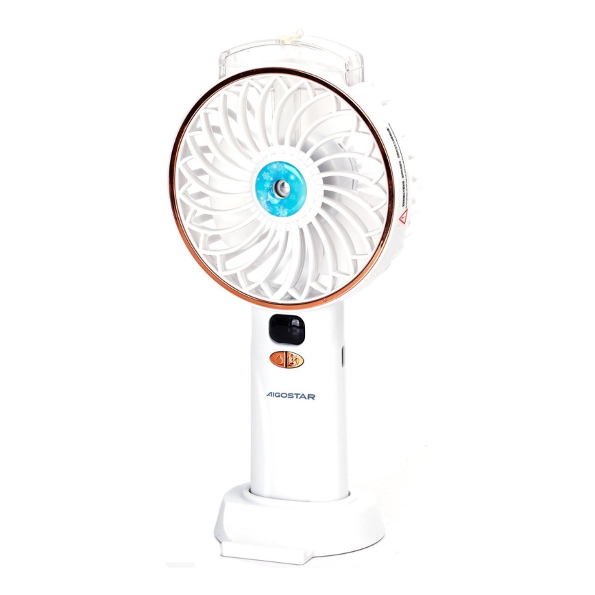 Aigostar - Rechargeable pocket fan 5W/5V 2400mAh USB white