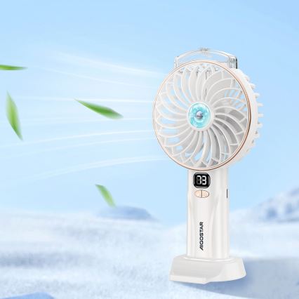 Aigostar - Rechargeable pocket fan 5W/5V 2400mAh USB white