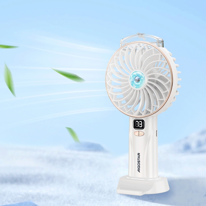 Aigostar - Rechargeable pocket fan 5W/5V 2400mAh USB white
