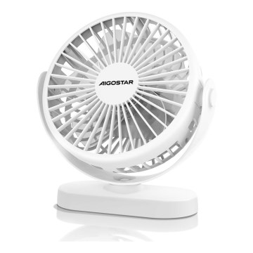 Aigostar - Rechargeable table fan 4W/5V 1500mAh white
