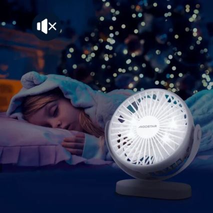 Aigostar - Rechargeable table fan 4W/5V 1500mAh white