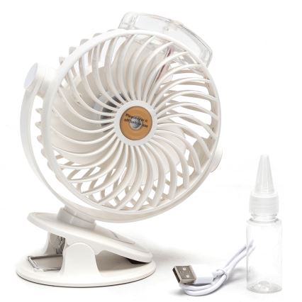 Aigostar - Rechargeable table fan with clip 2W/5V 2400mAh USB white