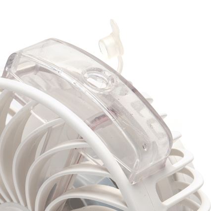 Aigostar - Rechargeable table fan with clip 2W/5V 2400mAh USB white