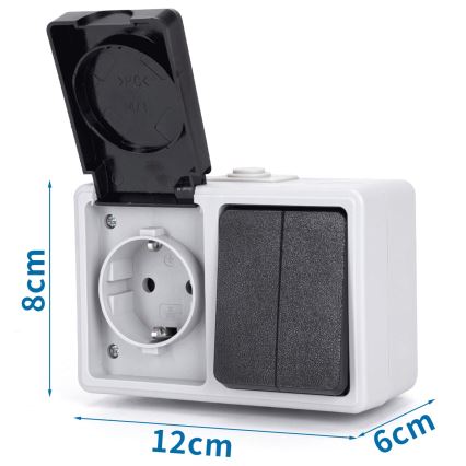 Aigostar - Residential AC switch with socket, 250V/16A, IP54
