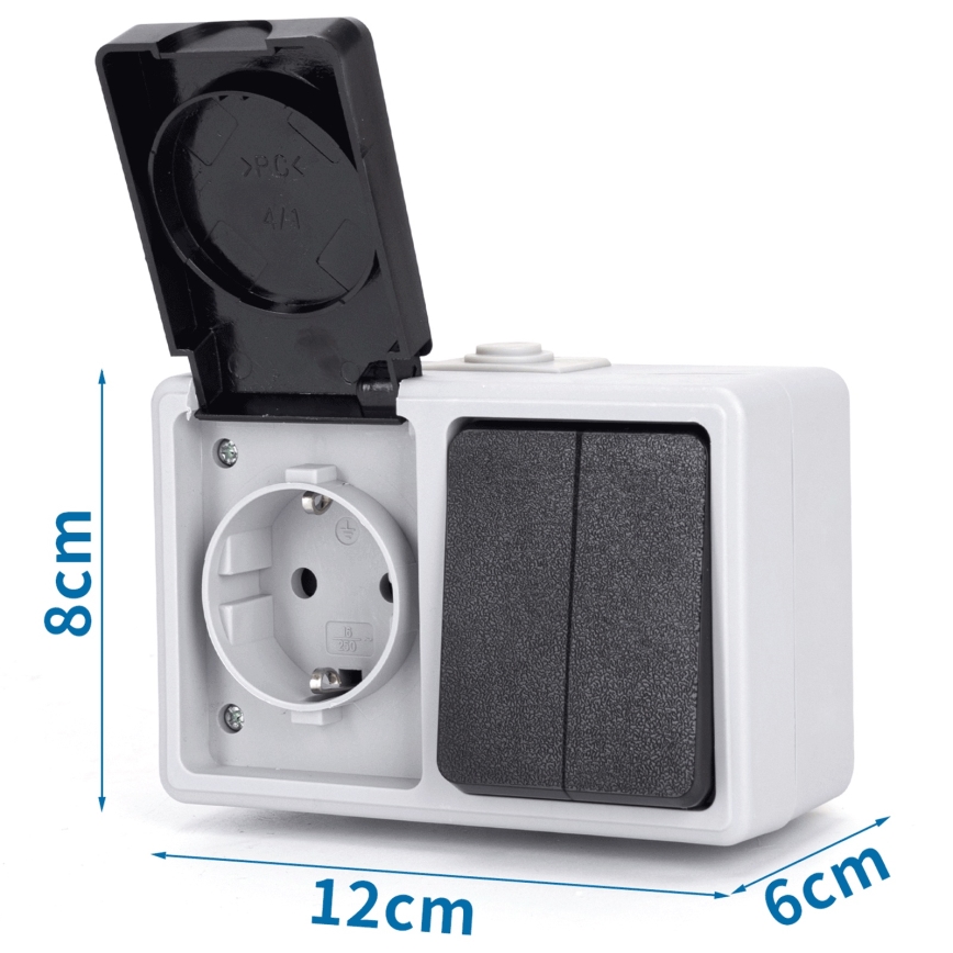 Aigostar - Residential AC switch with socket, 250V/16A, IP54