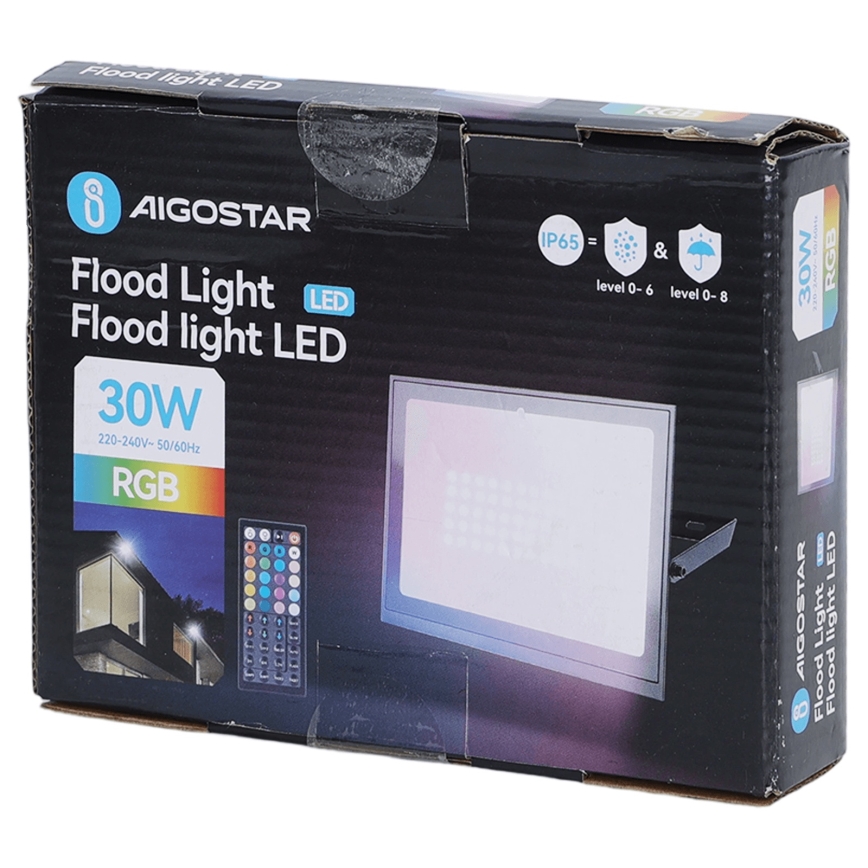 Aigostar - Dimmable RGB LED Floodlight 30W/230V IP65 + Remote Control