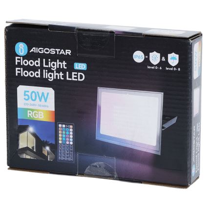 Aigostar - LED RGB Dimmable Floodlight LED/50W/230V IP65 + Remote Control