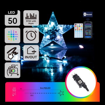 Aigostar - RGBICW LED Smart Outdoor MESH String Lights 50xLED 5m IP44 + Remote Control