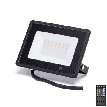 Aigostar - RGBW Dimmable LED Floodlight, 30W, 230V, IP65 + Remote Control