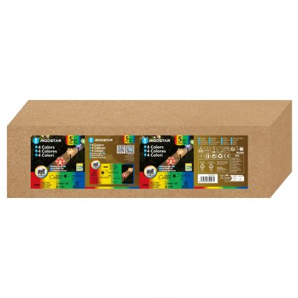 Aigostar - RGBY LED Solar Light, 5 LEDs, 1.2 V, 8 lighting modes, 1 m, IP65, 800 mAh, snowflake design