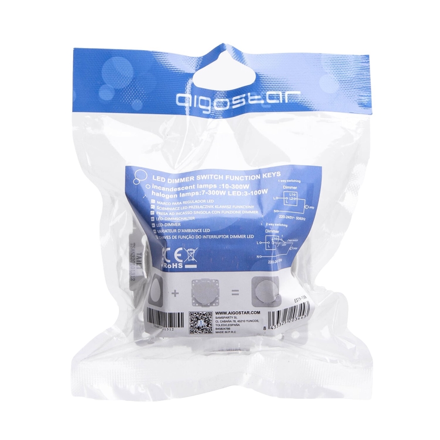 Aigostar - Rotary dimmer 300W/230V white
