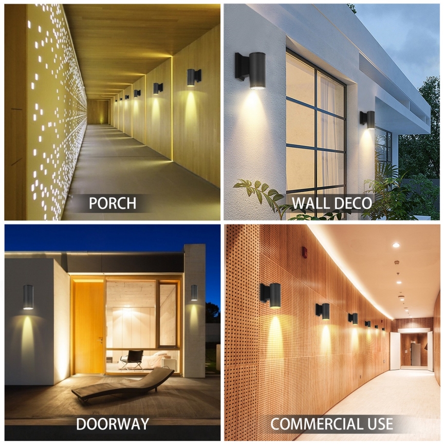 Aigostar - Round black outdoor wall light 1xGU10/230V IP65